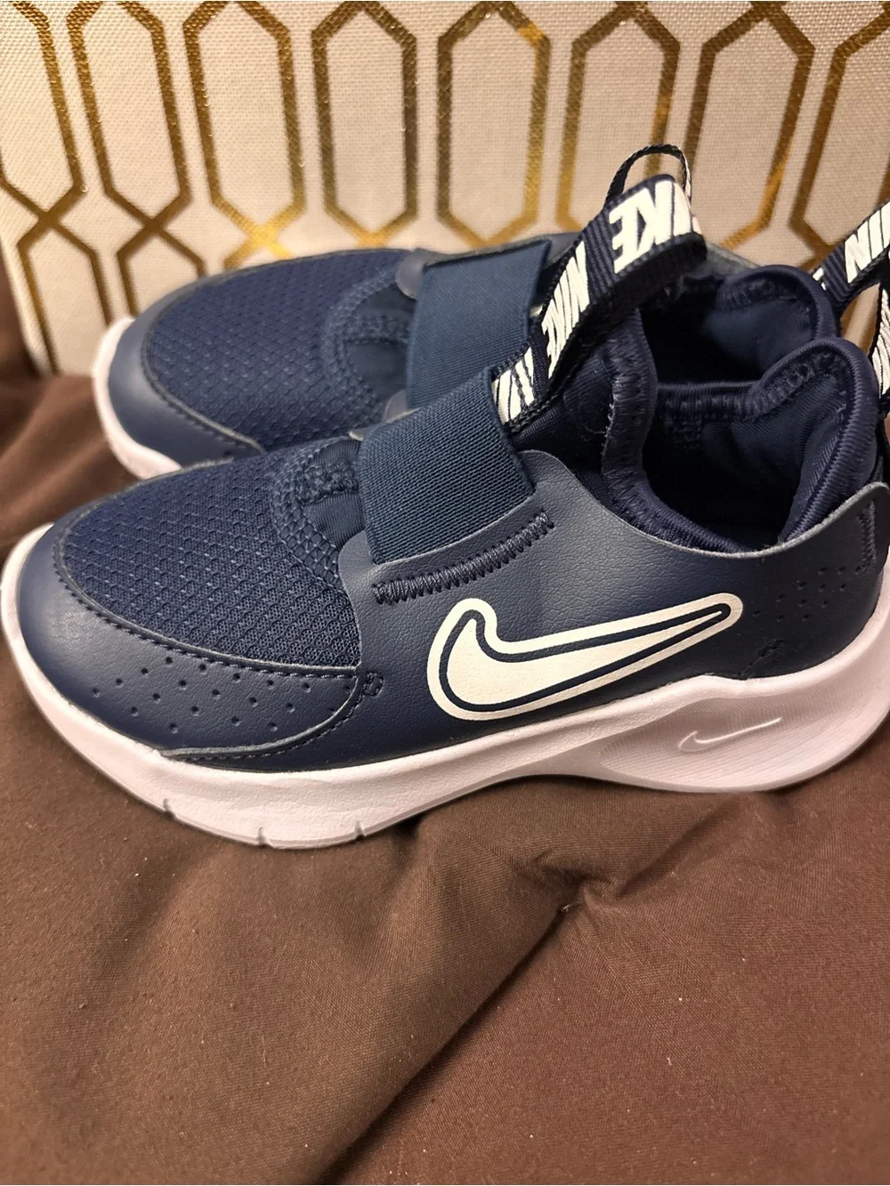 Nike Kids Navy and White Slip-On Athletic Sneakers